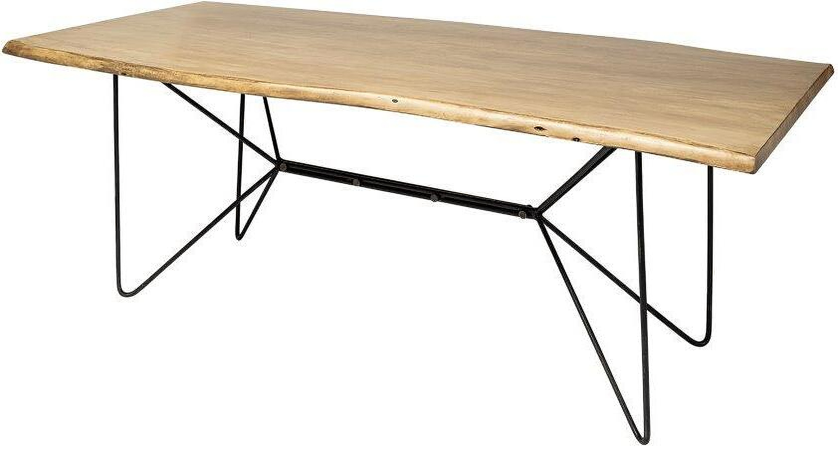 Papillion ii rectangular blonde live edge sold wood top black metal