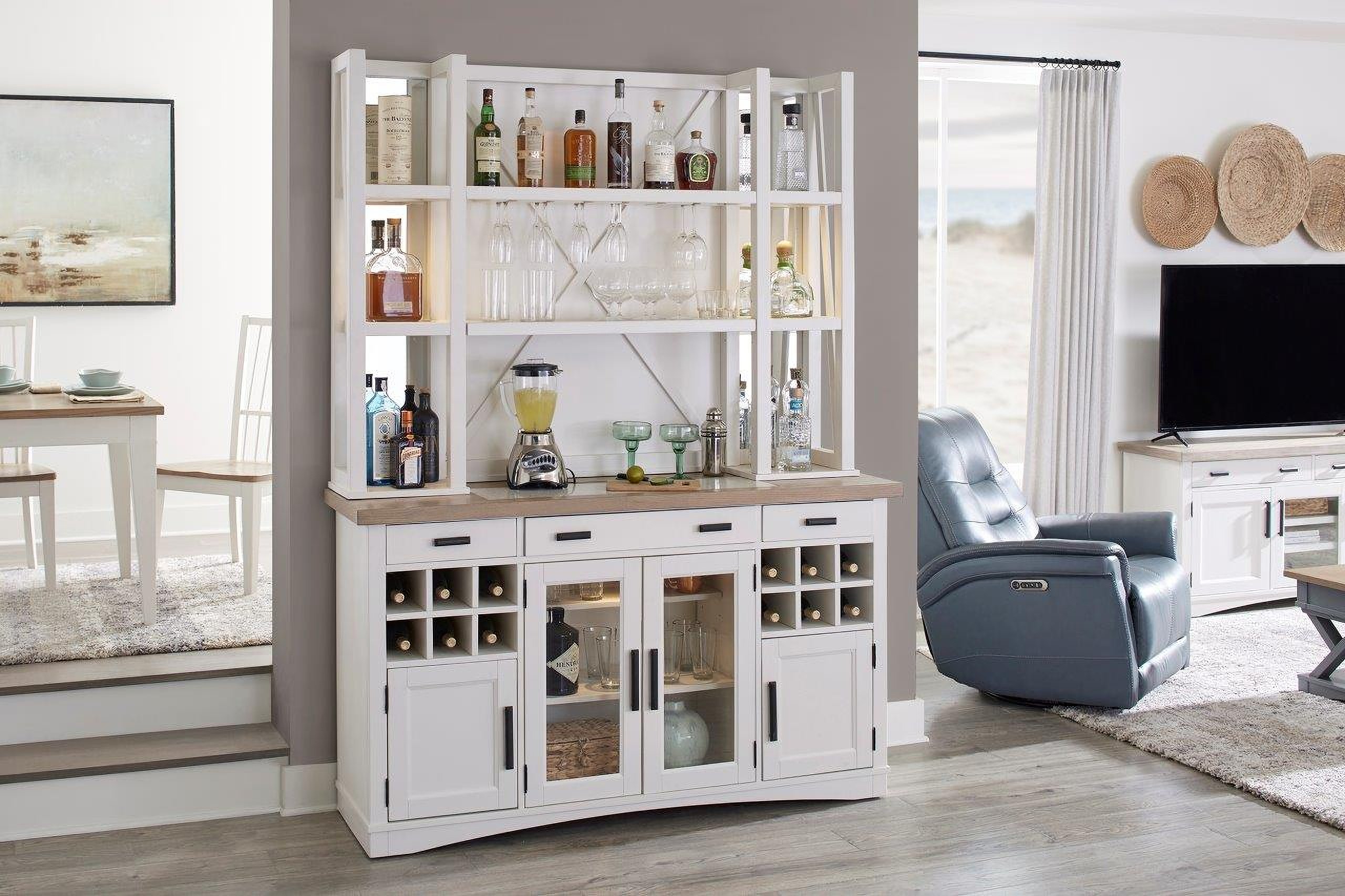 Parker House Americana Modern Dining 2 Piece 66 Inch Buffet And Open Hutch With Quartz Insert 1StopBedrooms