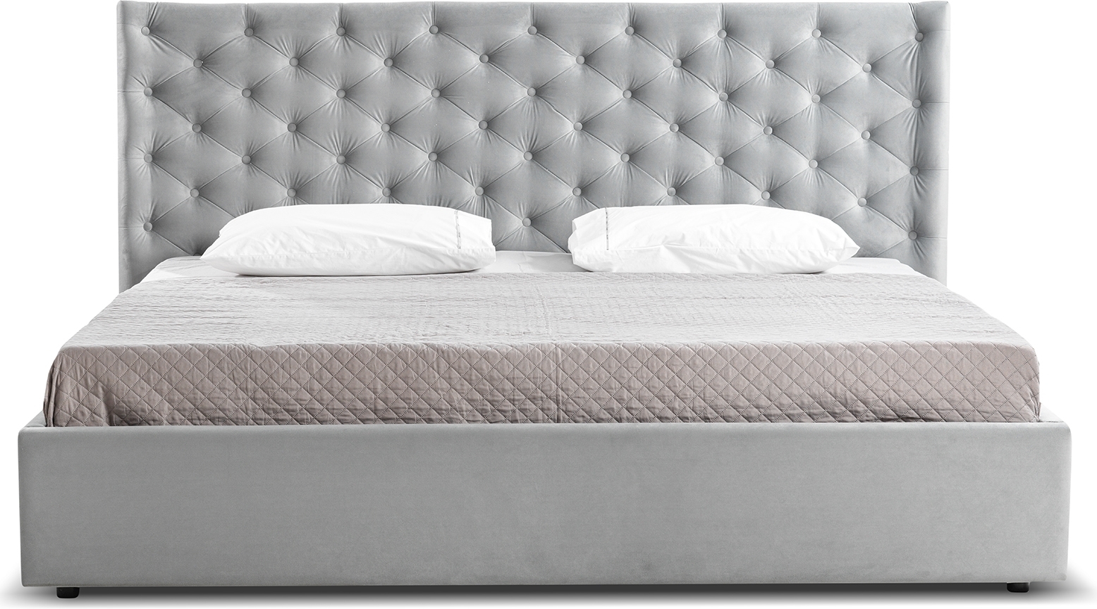 Parker King Size Bed In Gray Velvet Fabric Tufted Headboard With Storage by Casabianca Home