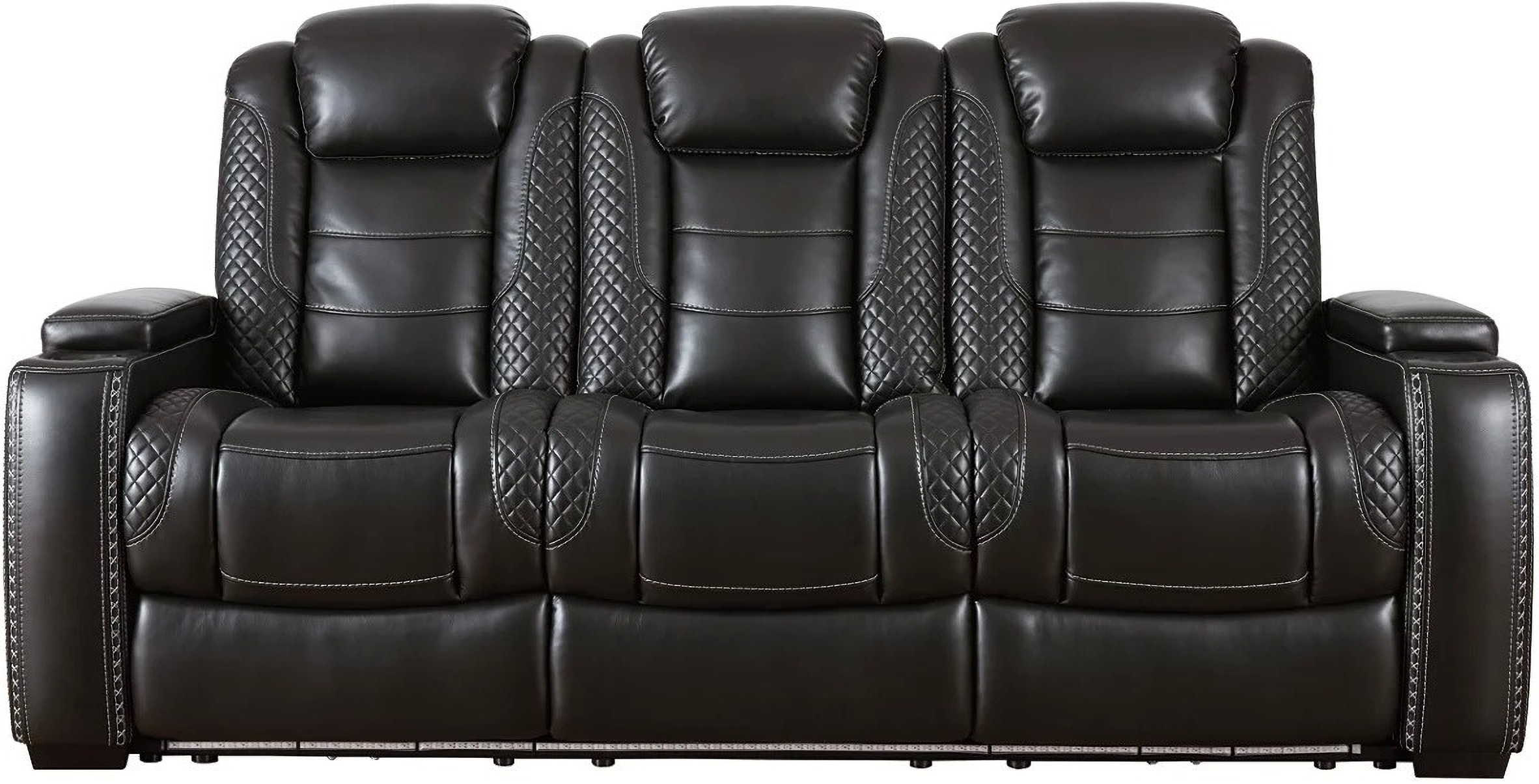 Party Time Power Reclining Sofa With Adjustable Headrest In Midnight by Ashley Furniture 1StopBedrooms