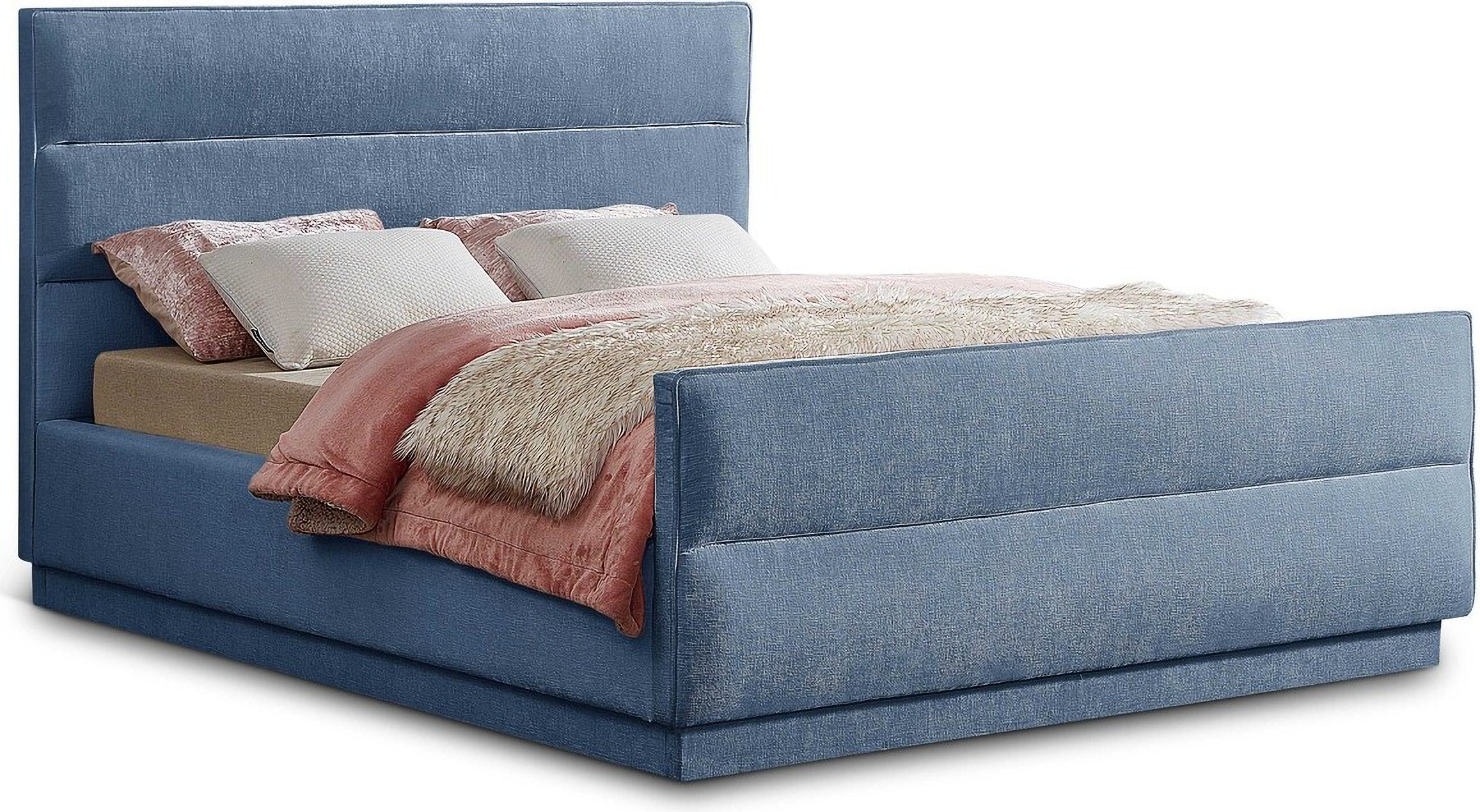Paxton Chenille Fabric King Bed In Light Blue by Meridian