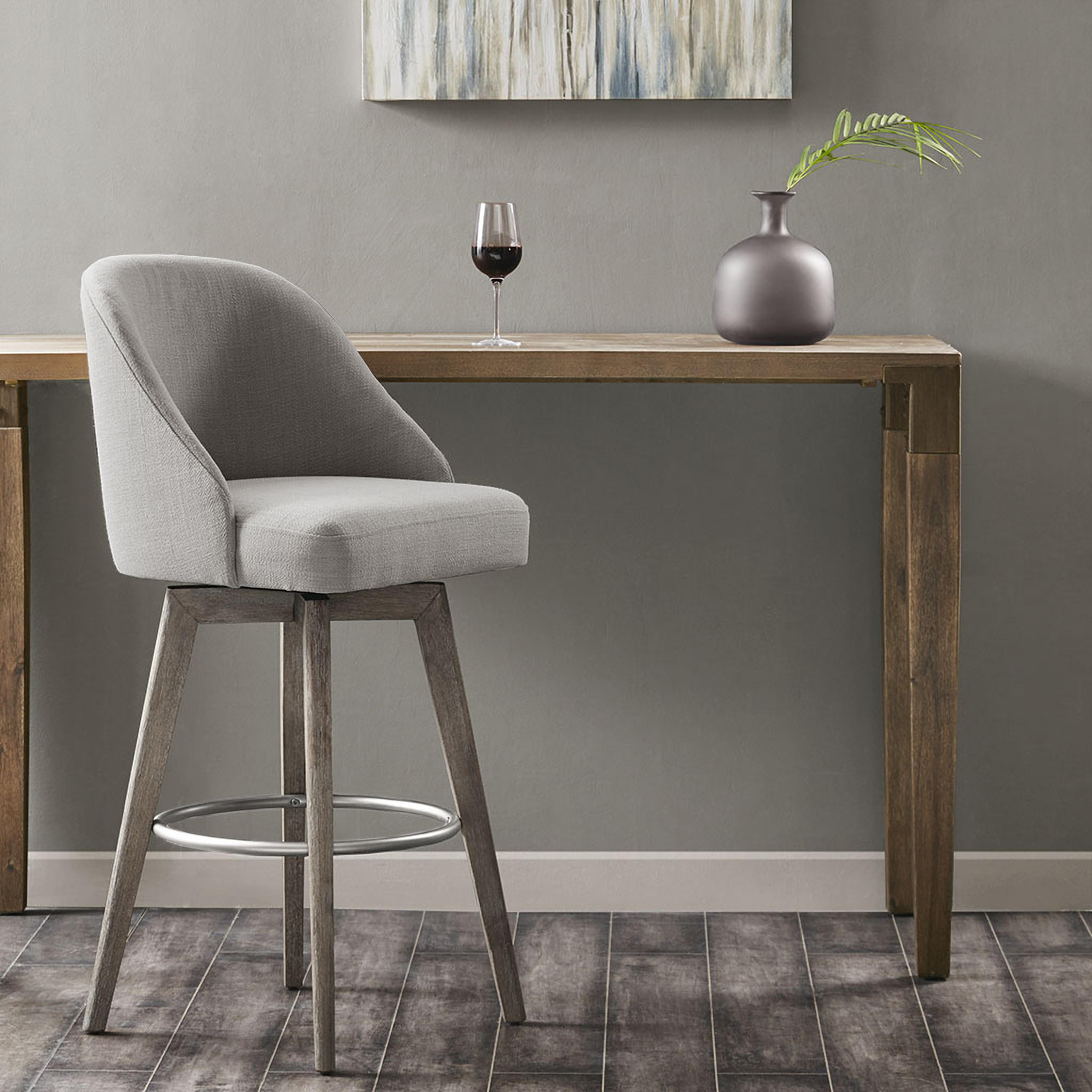 Pearce Bar Stool With Swivel Seat In Grey by Olliix 1StopBedrooms