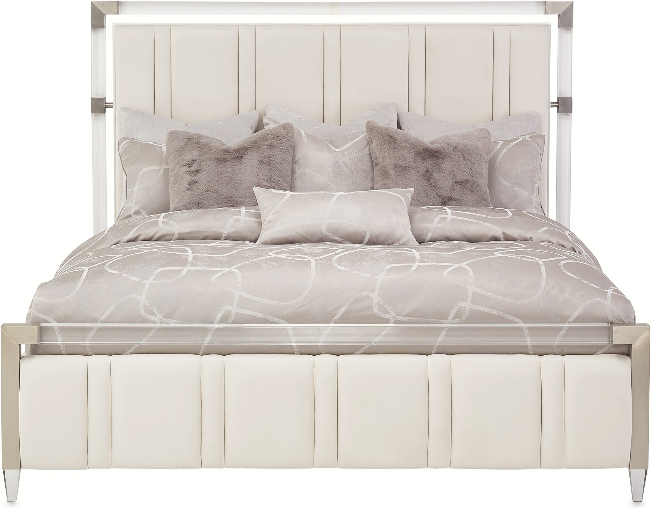 Penthouse Eastern King Short Panel Bed In Ash Gray by AICO 1StopBedrooms