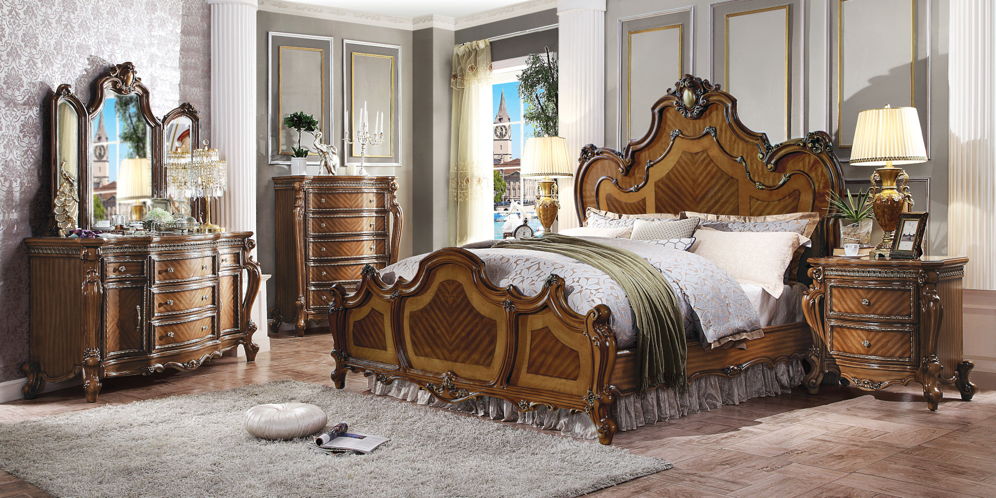 Picardy Panel Bedroom Set In Cherry Oak by ACME | 1StopBedrooms
