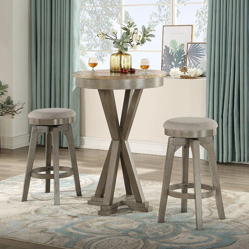 Grey Bar Height Table With Stools / Graphite Grey Bar Stool Table