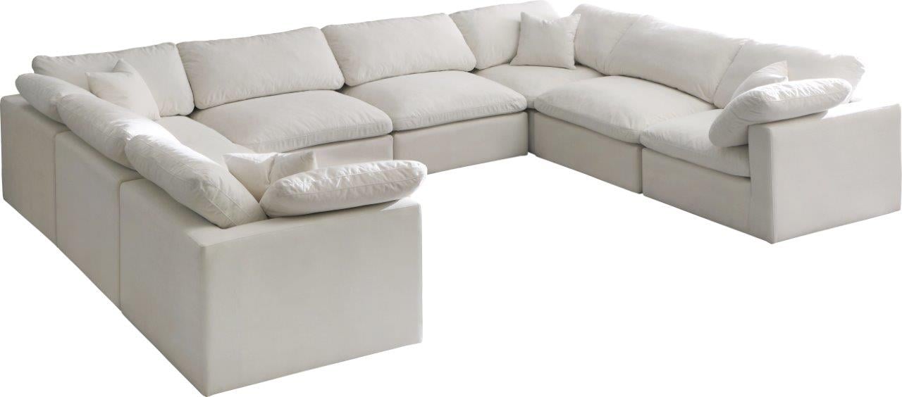 1stopbedrooms plush cream velvet standard outlet cloud modular sectional