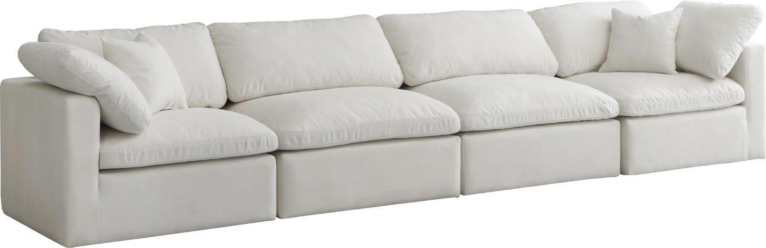 Plush Velvet Standard Comfort 4 Seater Modular Sofa with Arm Support In Cream 1StopBedrooms