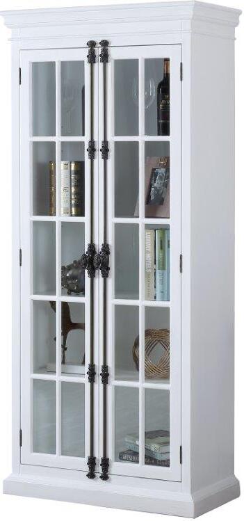 17W Tall Narrow Storage Cabinet with Door and Shelves in White Bush Furniture