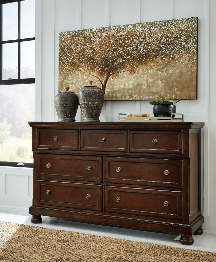 light brown dresser set