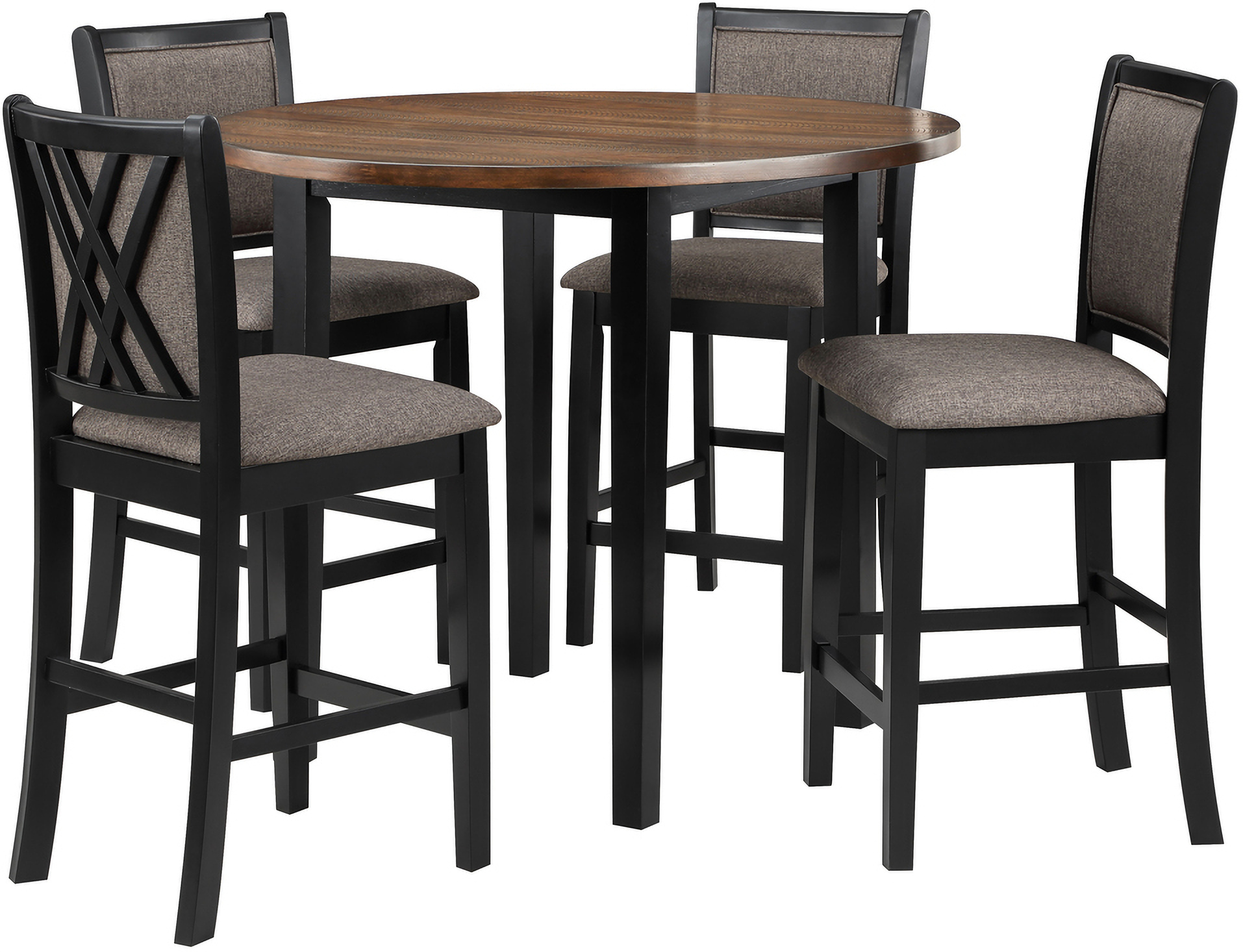 Potomac 42 Inch Round Counter Table and 4 Chairs In Brown and Black by ...