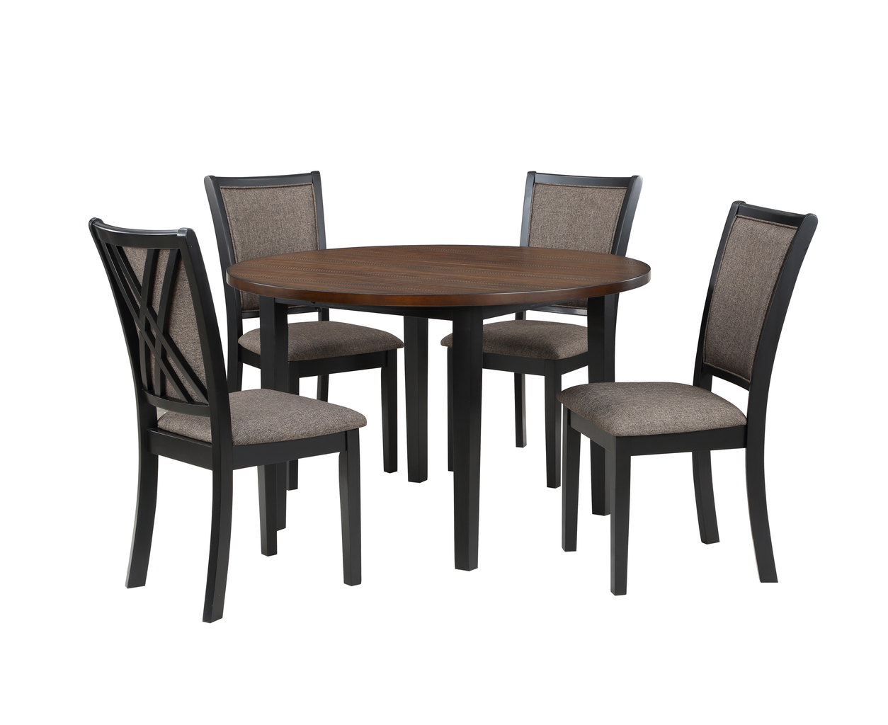 Potomac 48 Inch Round Dining Table and 4 Chairs In Brown and Black by ...