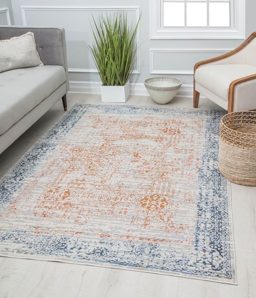 Rugs America Preston PS15A Stay Marigolden Transitional Vintage White Area Rug, 5'3 x 7'0