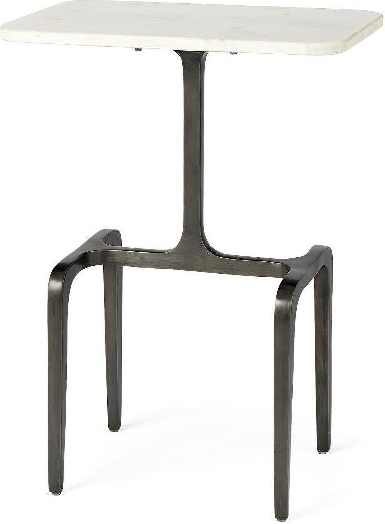 Preston White Marble Tabletop With Matte GunMetal Gray Iron Base