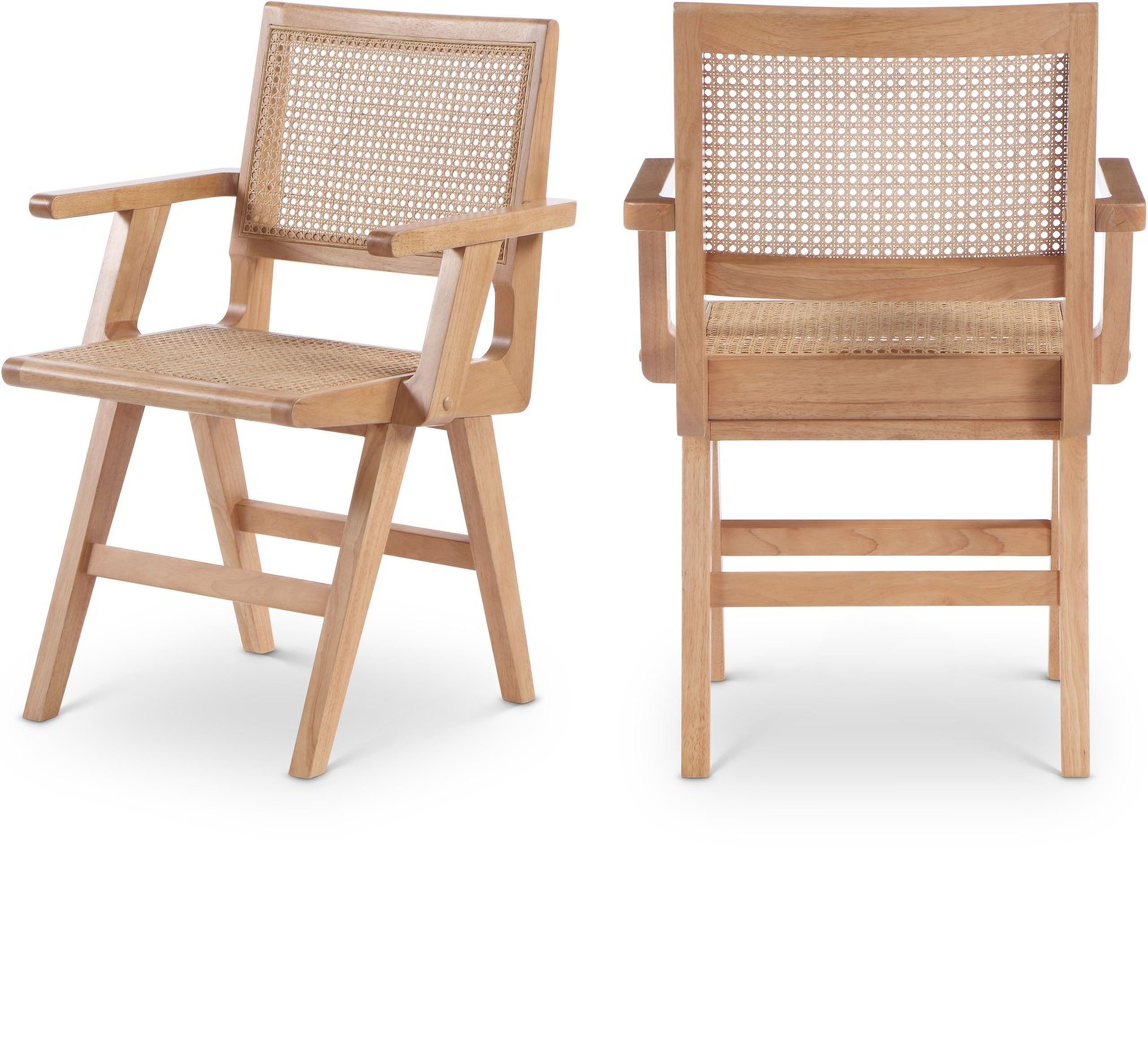 Preston Wood Dining Arm Chair Set of 2 In Natural by Meridian | 1StopBedrooms