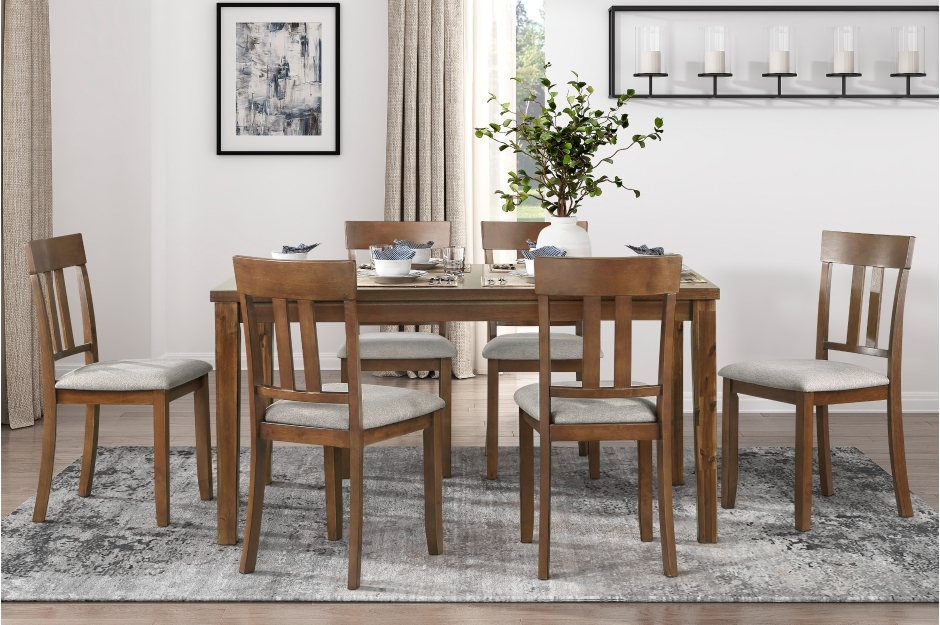 Prineville 7Piece Pack Dinette Set In Beige and Cherry