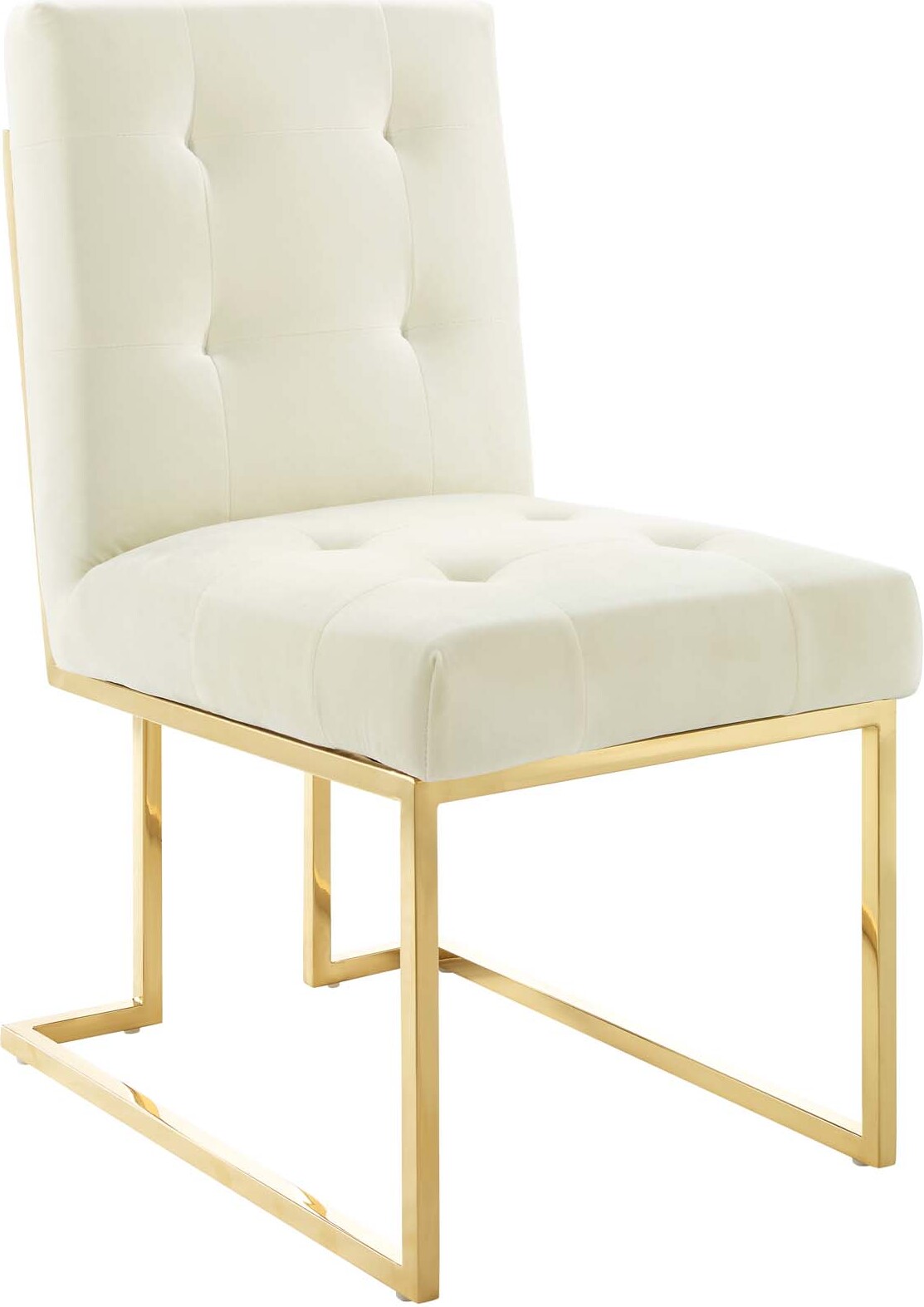 Privy Gold Ivory Stainless Steel Performance Velvet Dining Chair