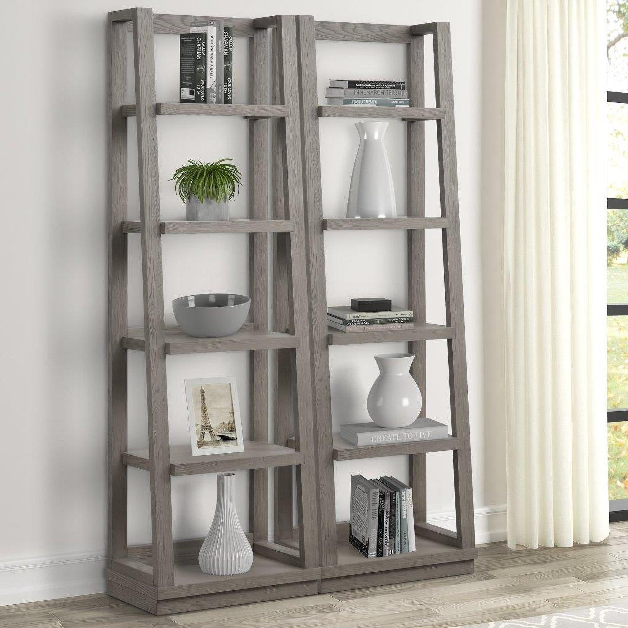 Pure Modern Pair Of Angled Etagere Bookcase Piers by Parker House