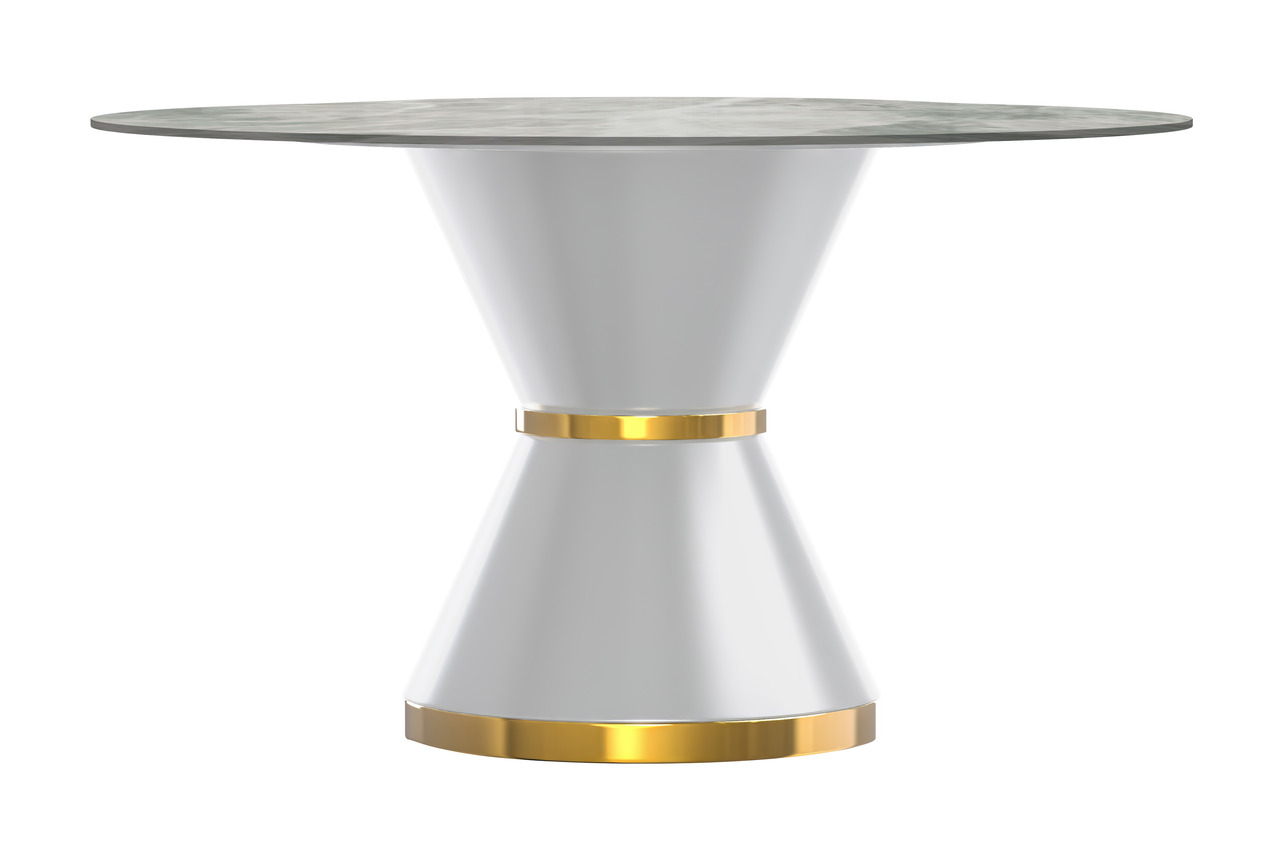 Qorvus 60 Inch Round Dining Table with Sintered Stone Top In White and ...