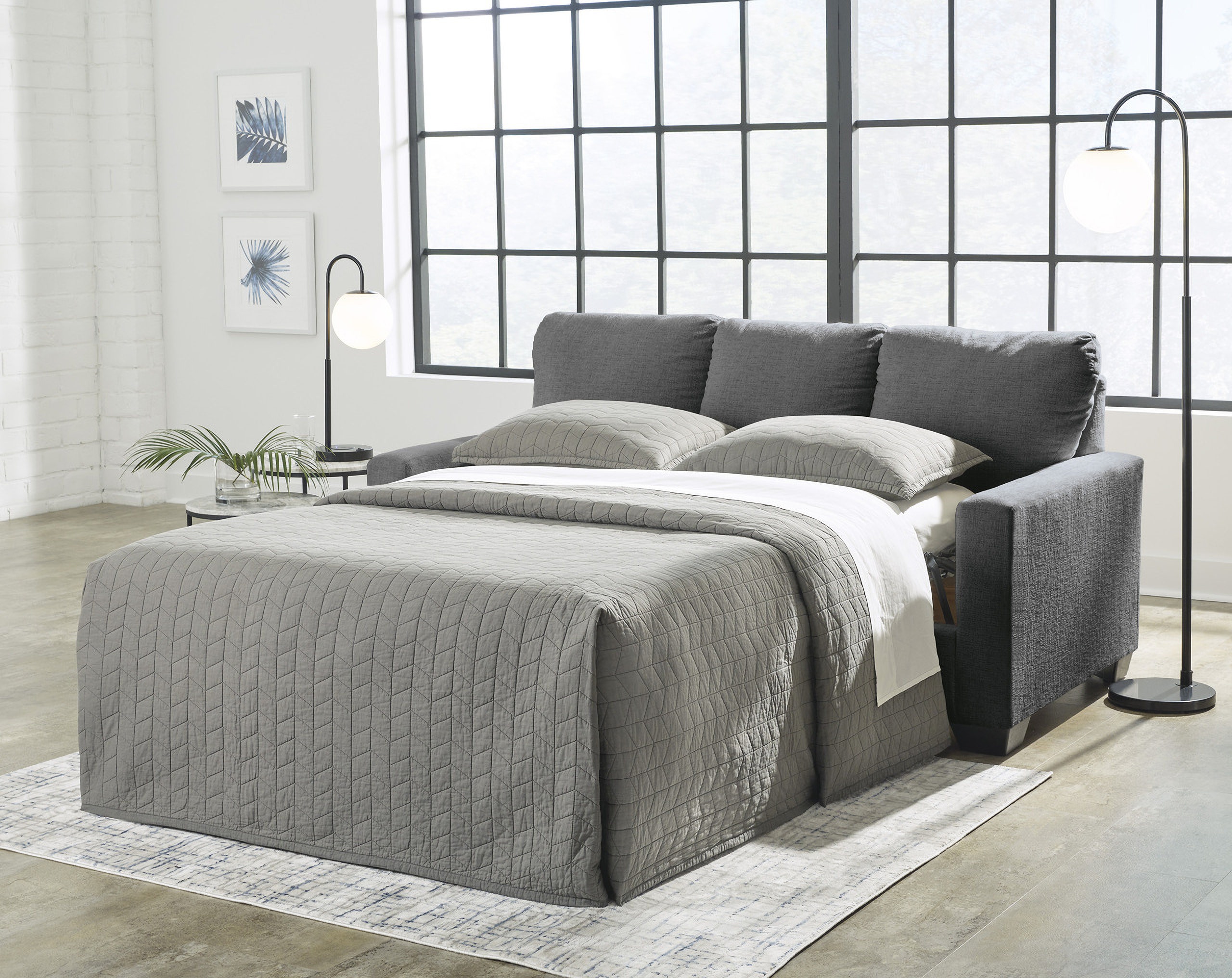 RANNIS PEWTER TWIN OR FULL MEMORY FOAM SOFA SLEEPER