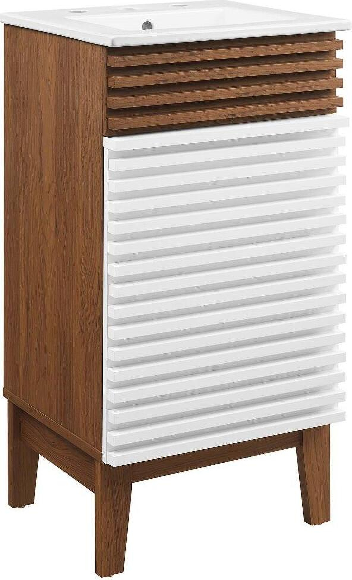 Render 18 Inch Bathroom Vanity Cabinet In White Walnut by Modway ...