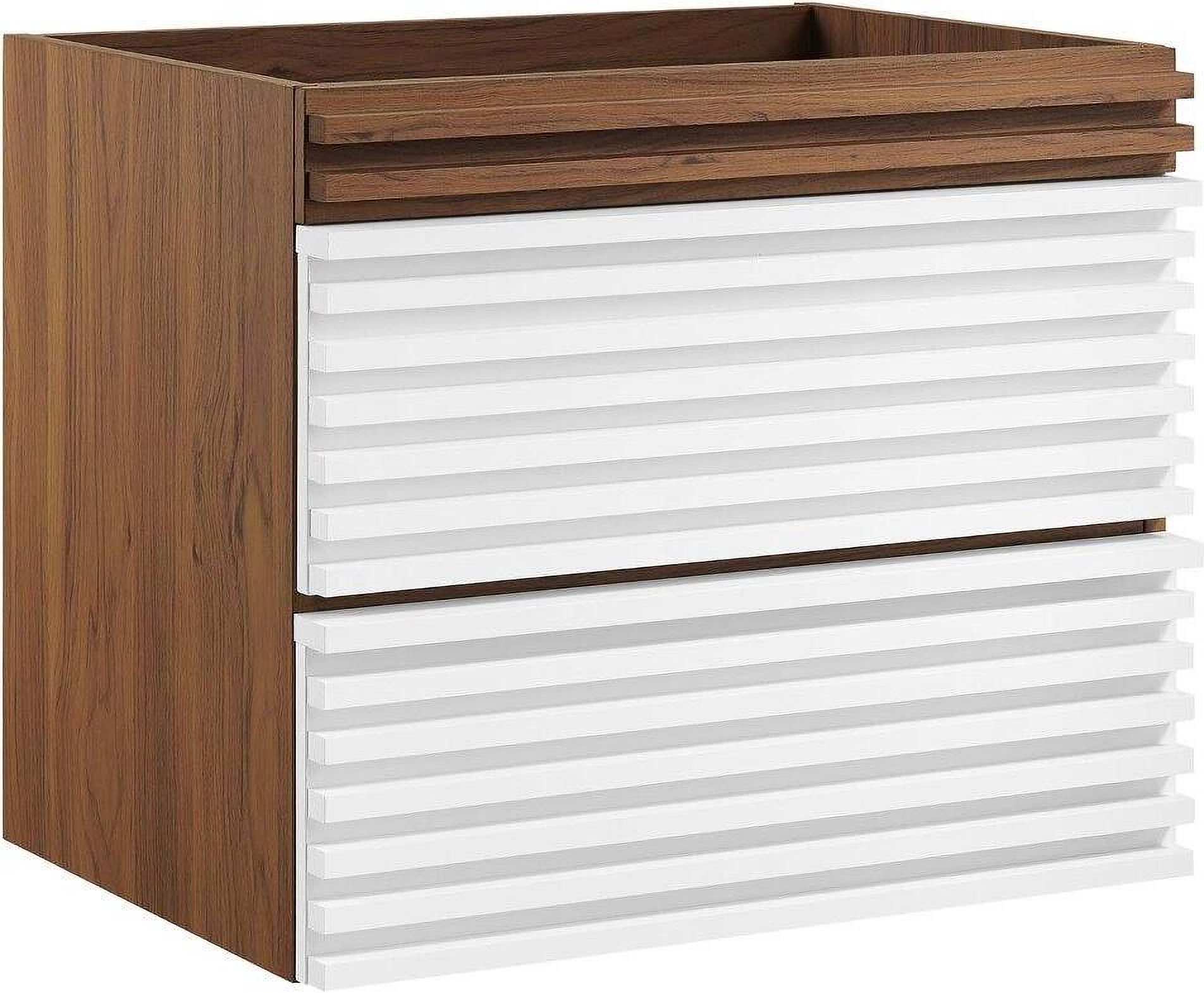 Render Walnut White 24 Inch Wall-Mount Bathroom Vanity Cabinet by Modway | 1StopBedrooms