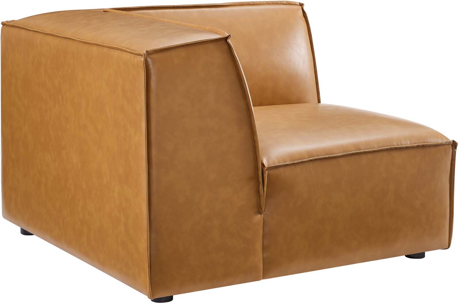 Re Vegan Leather Sectional Sofa, Square Corner Leather Chair