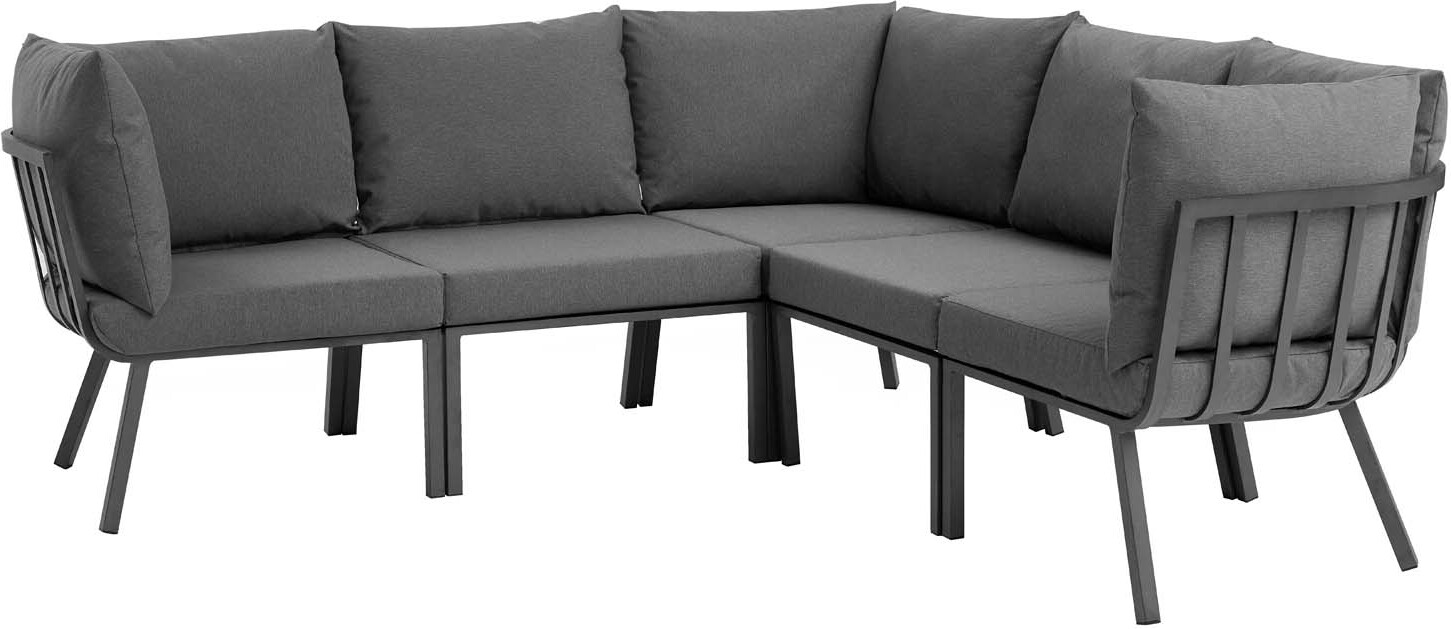 Riverside Gray Charcoal 4 Piece Outdoor Patio Aluminum Sectional Eei 3794 Sla Cha 1stopbedrooms