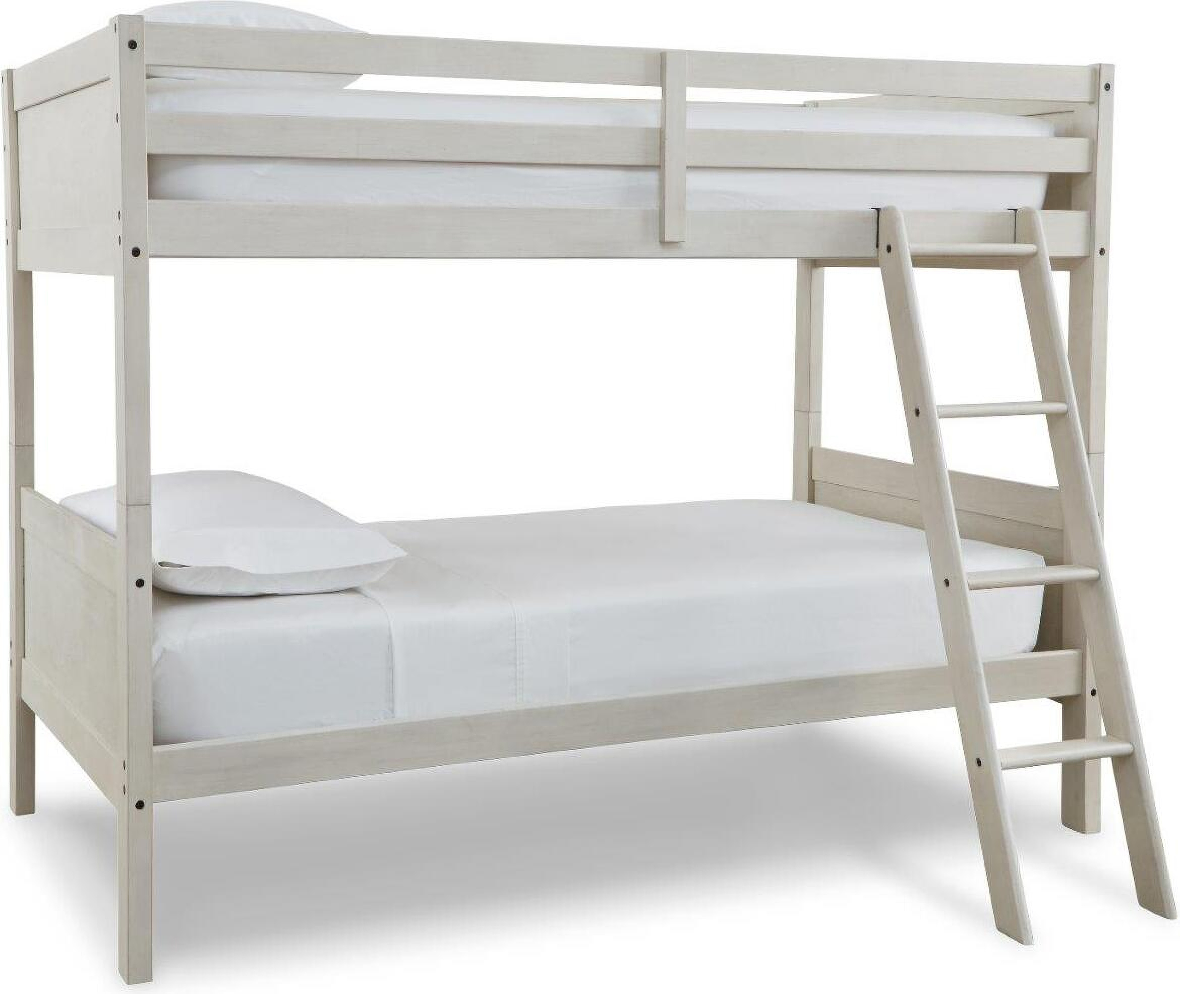 Robbinsdale Antique White Twin Over Twin Bunk Bed With Ladder by Ashley
