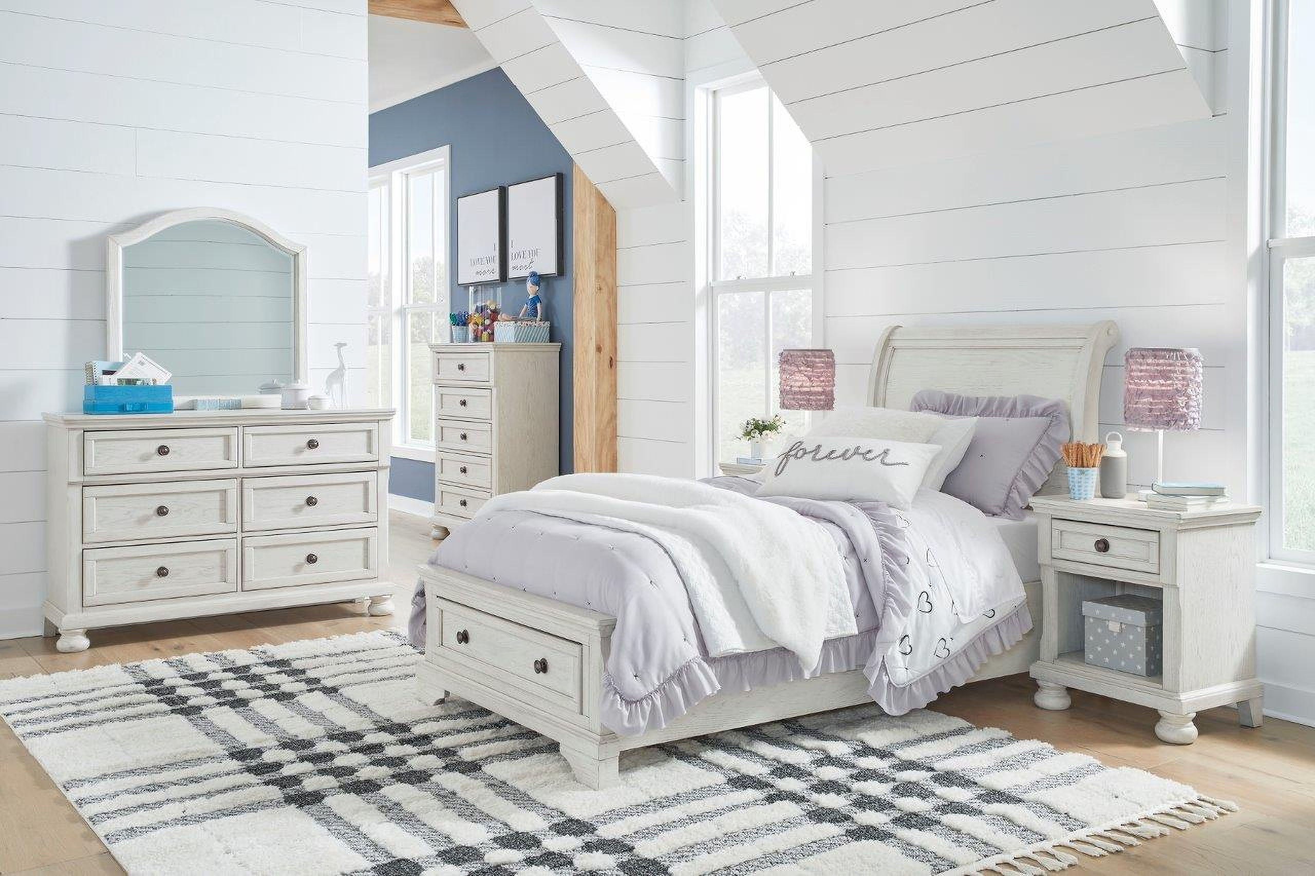 Robbinsdale Antique White Youth Sleigh Storage Bedroom Set by Ashley ...