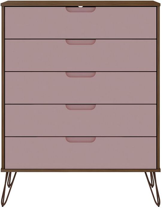 mDesign 5-Drawer Tall Storage Unit, Pink/White