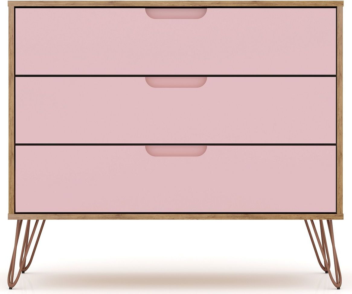 Shop Comfort Rockefeller 5-Drawer Tall Dresser with Metal Legs in Nature  and Rose Pink, Dressers