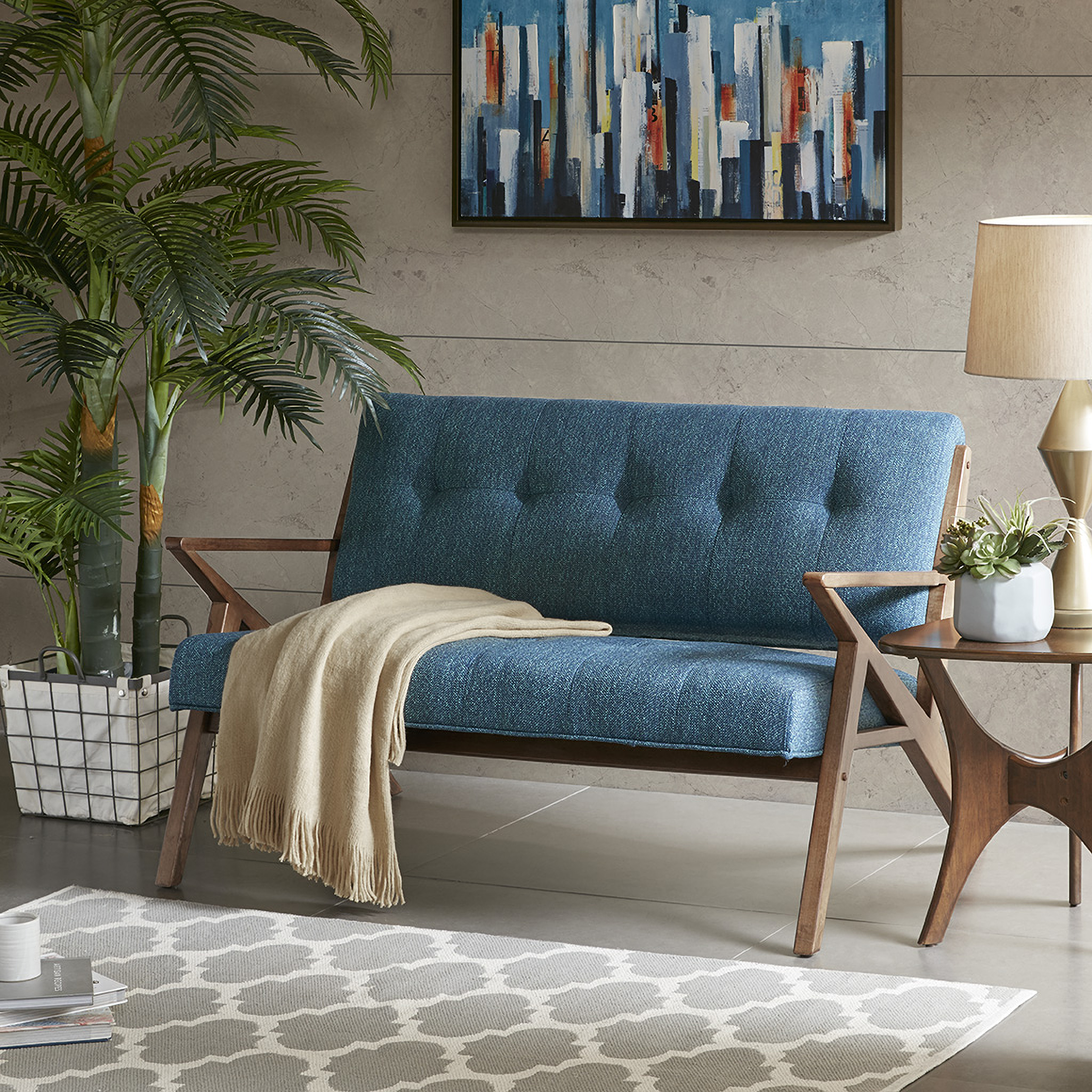 Rocket Loveseat In Blue by Olliix 1StopBedrooms