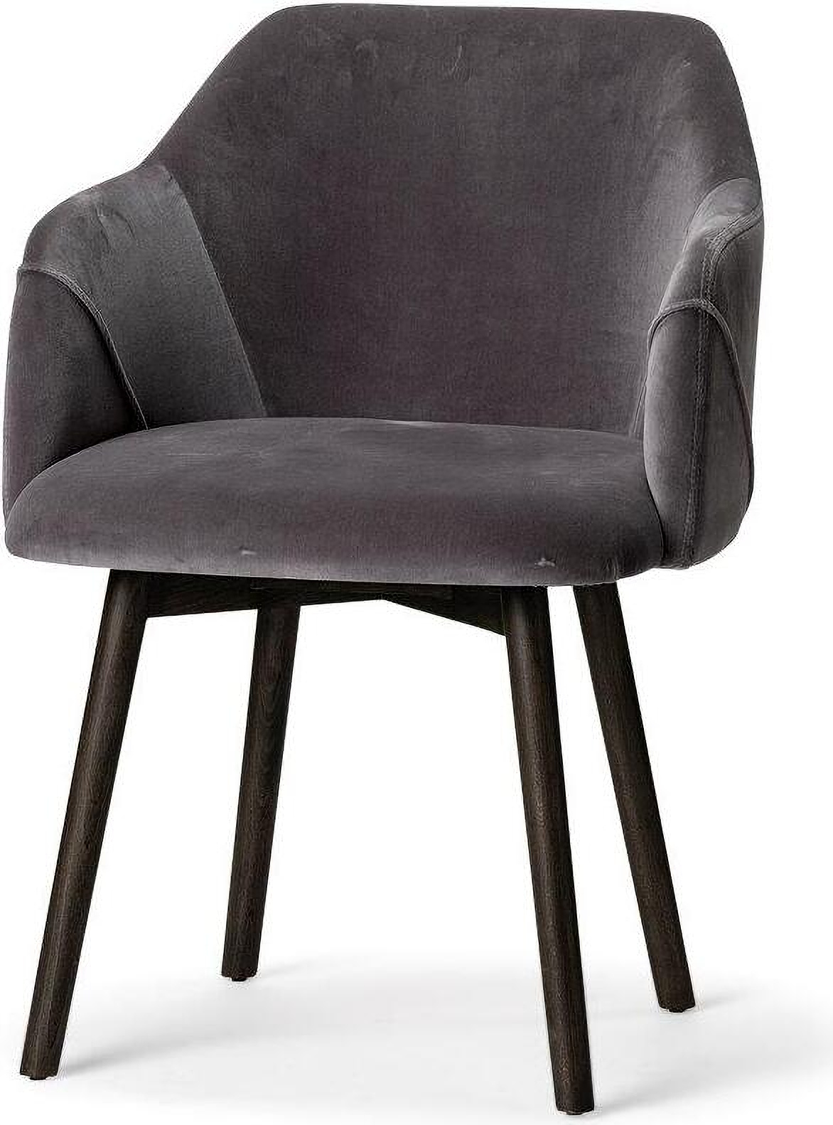 Grey Velvet Wrap With Black Wooden Base Dining Chair Grey Velvet Wrap With Black Wooden Base Dining Chair
