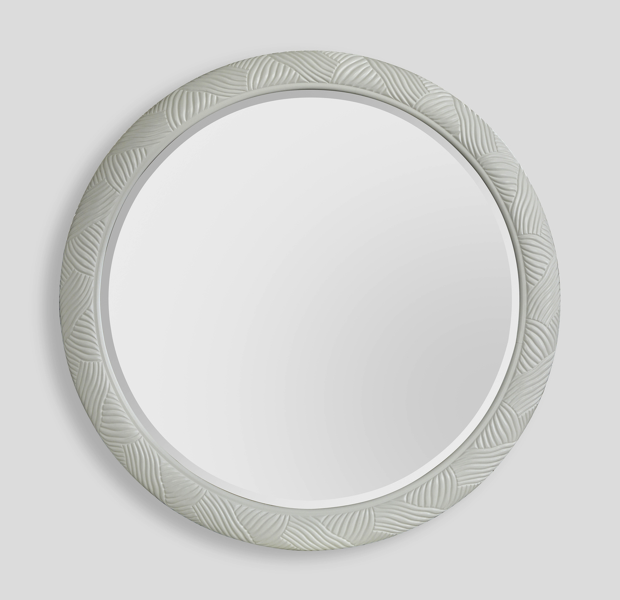 Round Mirror In White and Danubio Cream and Volacas by Magnussen