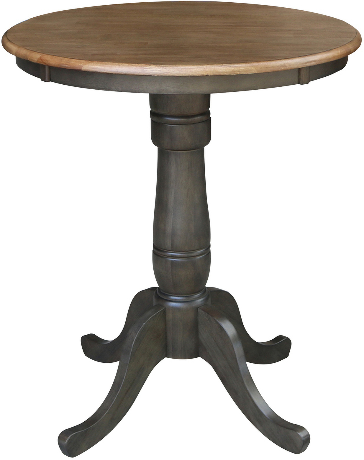 Round Top 30 Inch Counter Height Pedestal Dining Table In Hickory