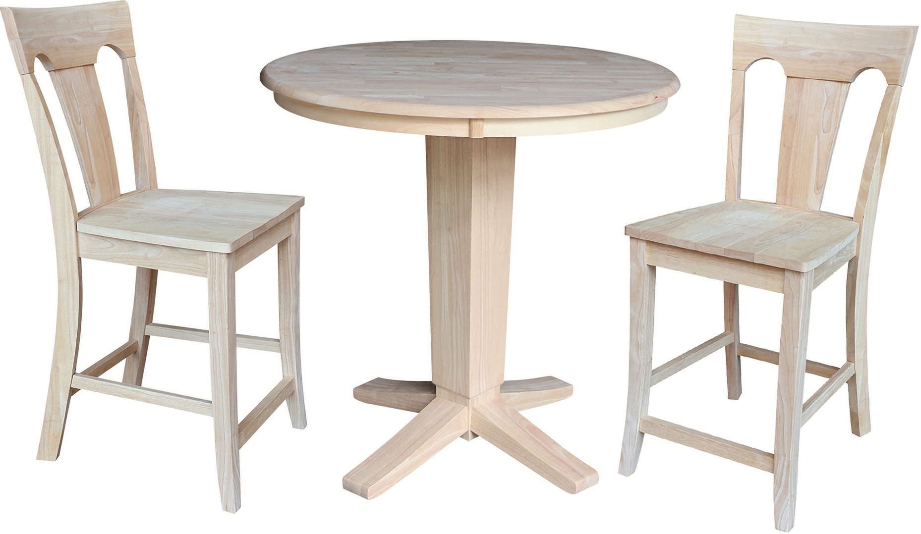 Round Top 36 Inch Counter Height Dining Table with 2 Stools In ...