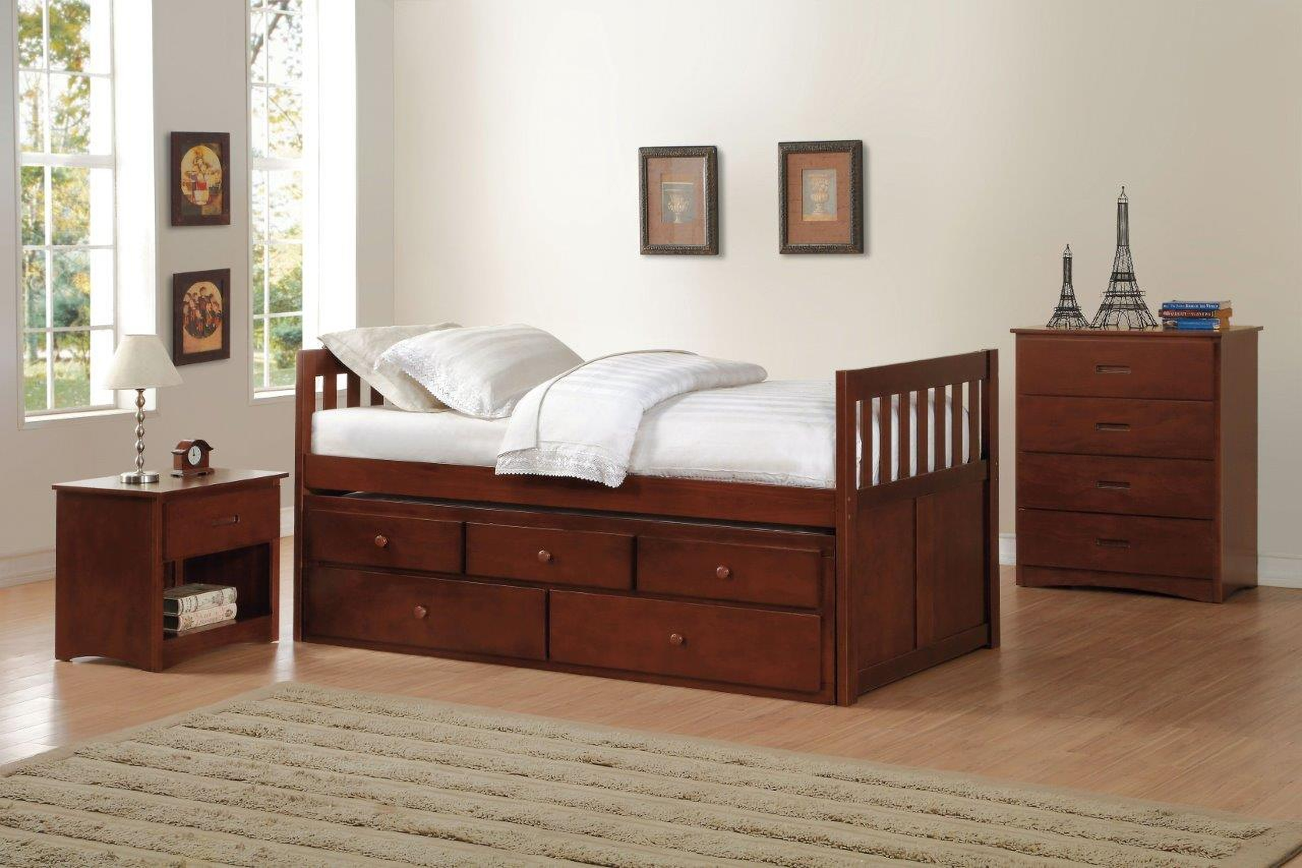Rowe Dark Cherry Youth Storage Trundle Bedroom Set by Homelegance ...