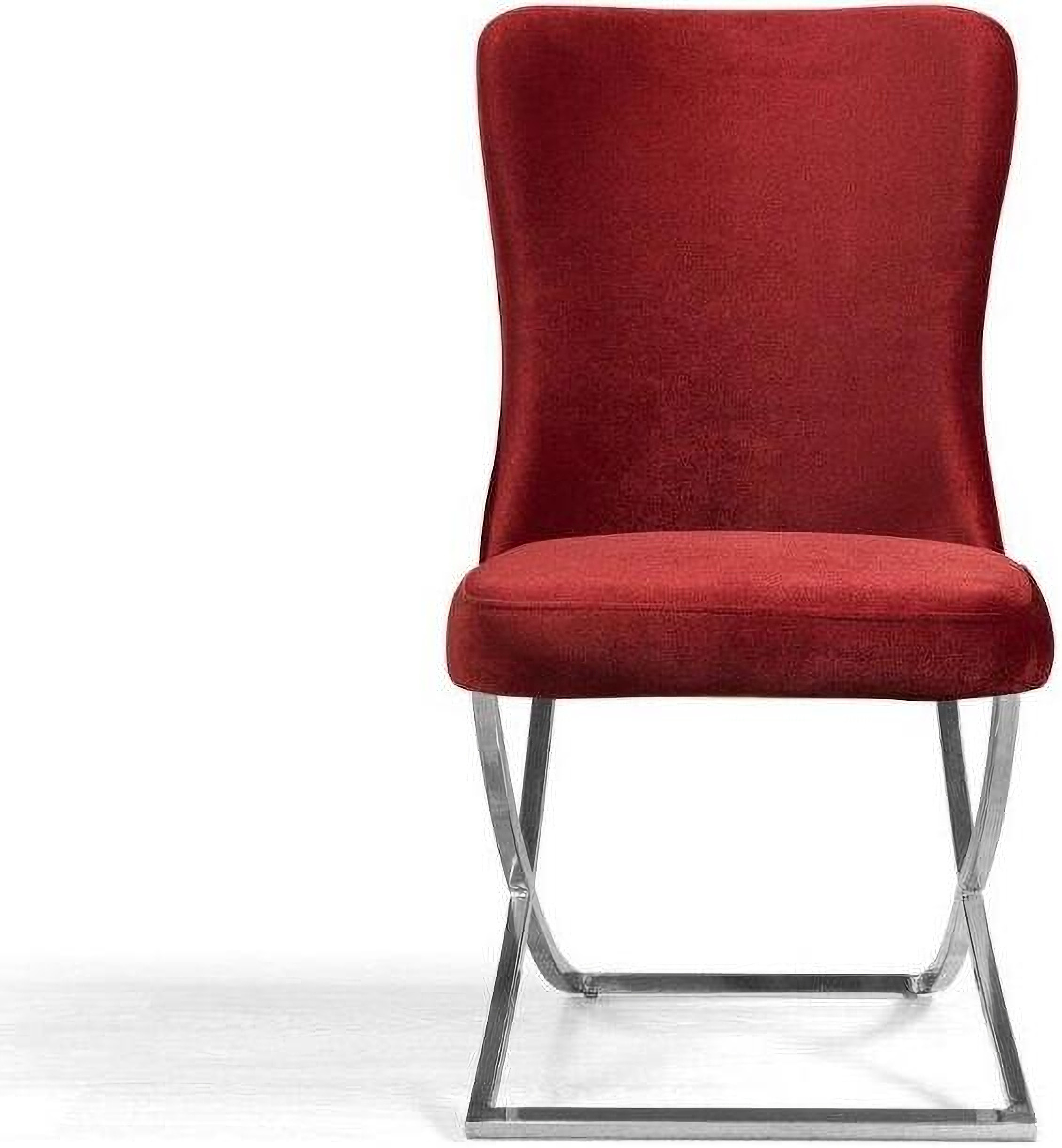 Royal Upholstered Silver Legged Dining Chair In Burgundy Set of 2