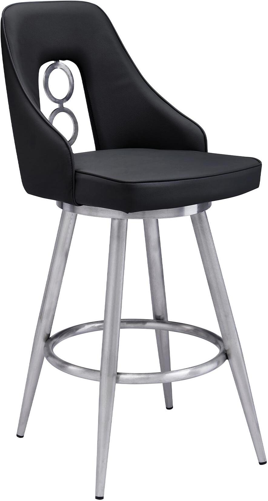 Ruby Brushed Stainless Steel And Black, Jayden Faux Leather Swivel Barstool 26 Counter Height Black And Gray