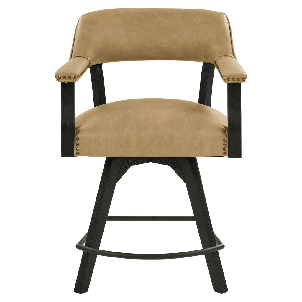 Rylie 24 Inch Vegan Leather Counter Captains Chair In Sand and Black by