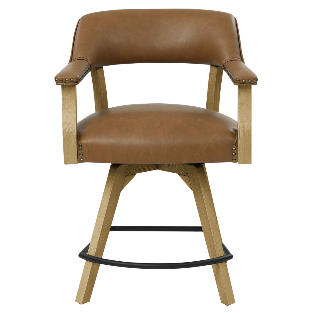 Rylie 24 Inch Vegan Leather Swivel Counter Chair In Camel by Steve