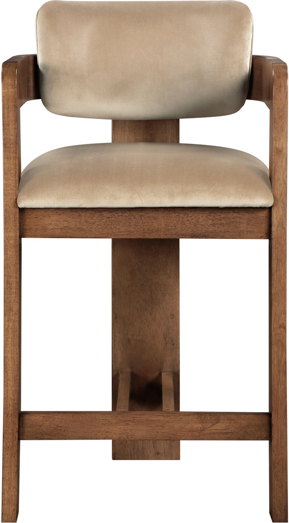 Sacha - Velvet Stool With Natural Base