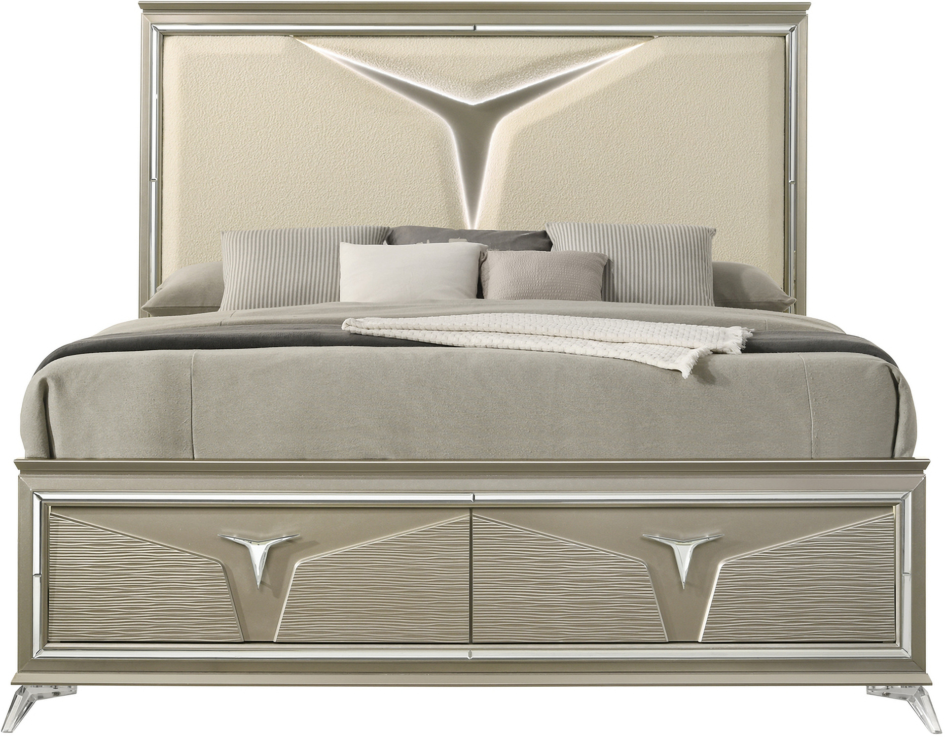 Samantha Modern Style King Bed Made With Wood and Led Headboard by Galaxy Home Furnishings ...