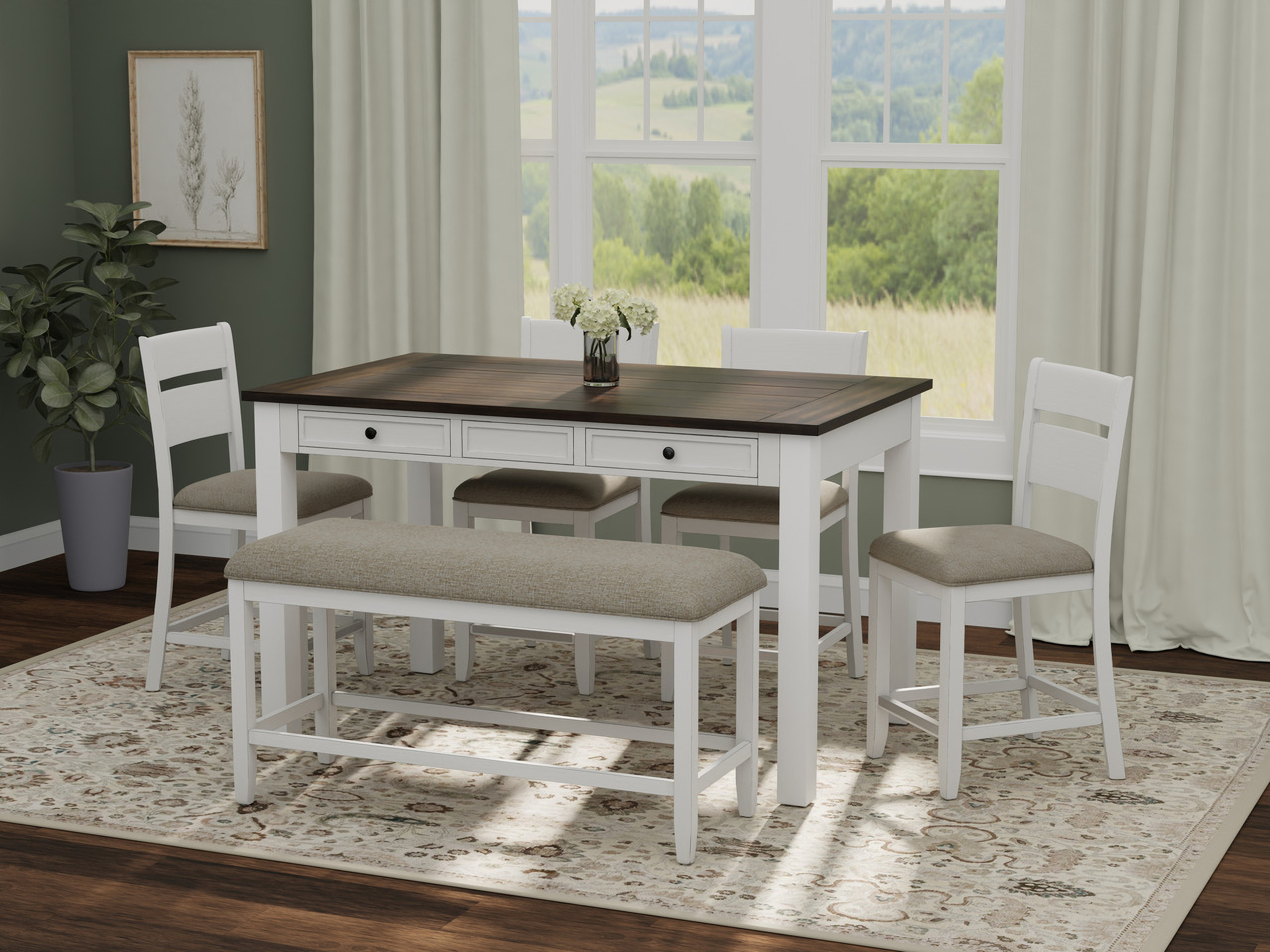 Sarasota 6 Piece Dining Room Set In White by Emerald Home Furnishings ...