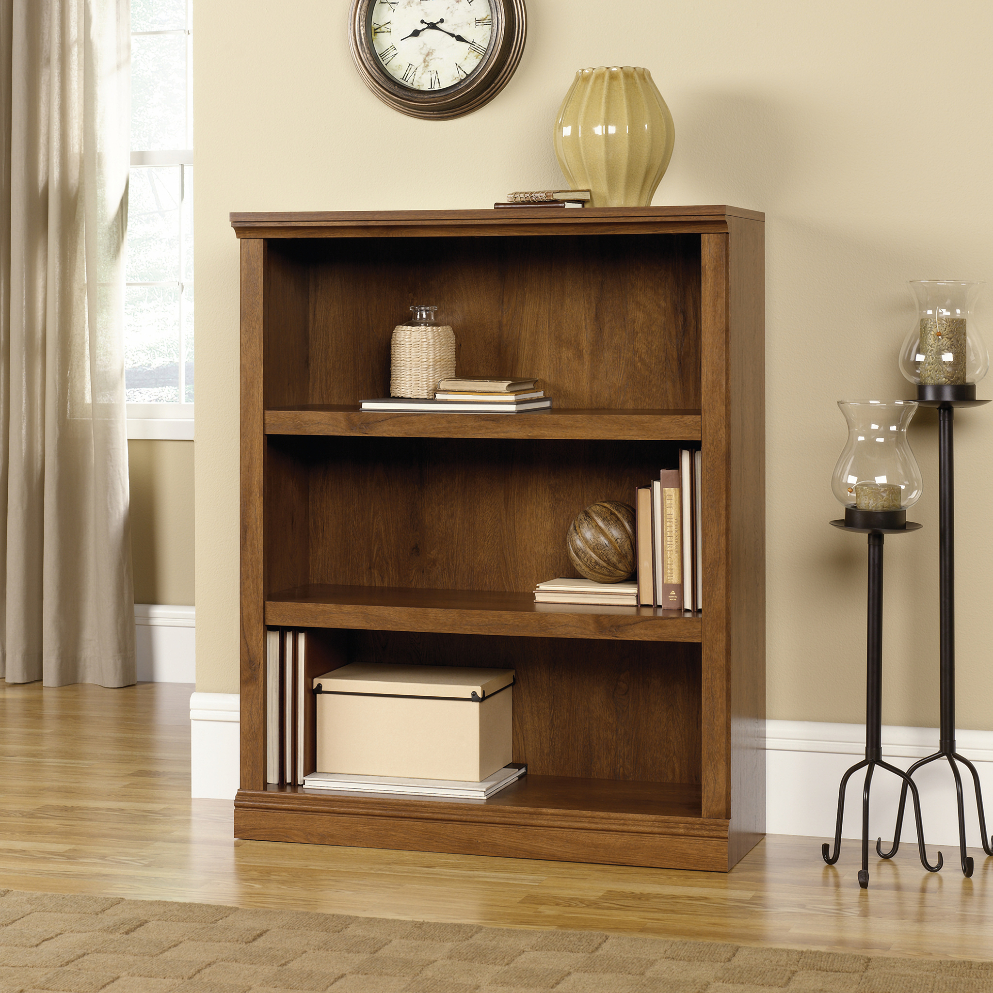 Sauder Select 3Shelf Bookcase In Oiled Oak 1StopBedrooms