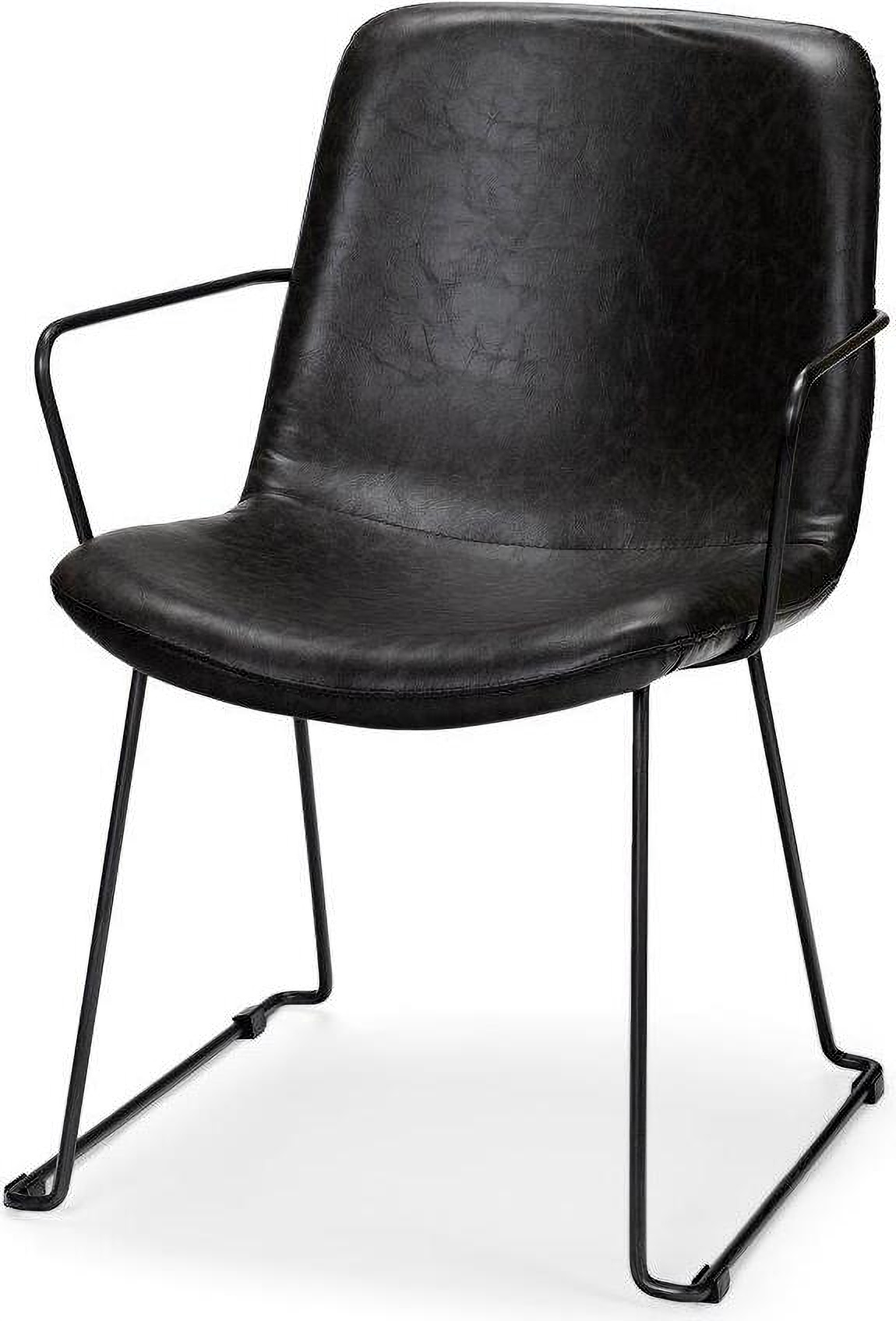 Black Faux Leather Seat With Black Iron Frame Dining Chair Black Faux Leather Seat With Black Iron Frame Dining Chair
