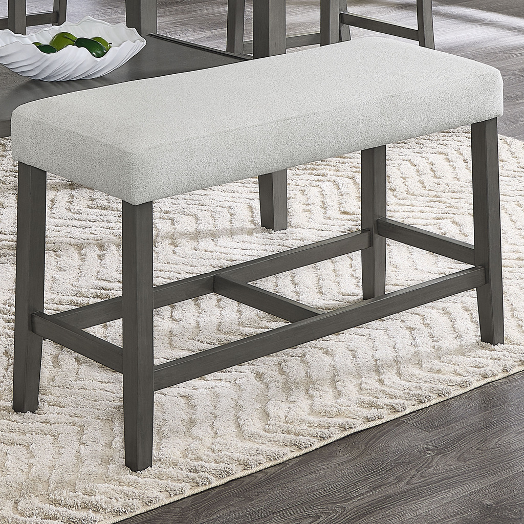 Selena 40 Inch Fabric Counter Height Bench with Gray Wood Frame and ...