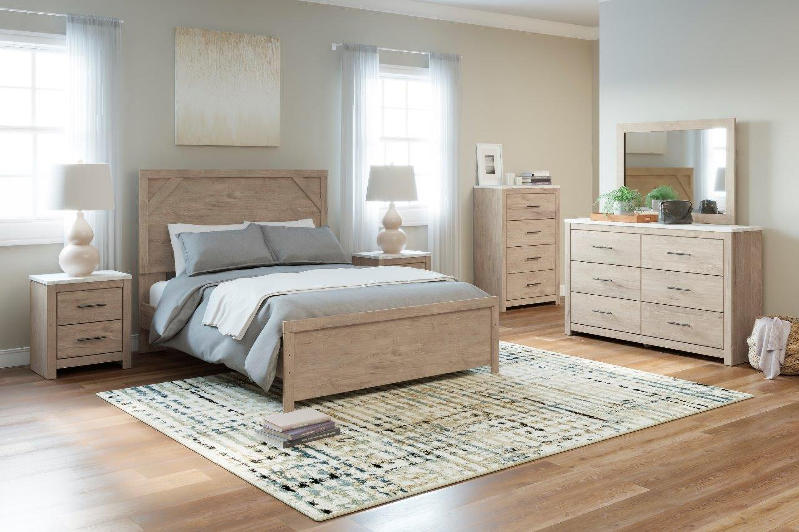 Senniberg Light Brown And White Panel Bedroom Set by Ashley Furniture ...