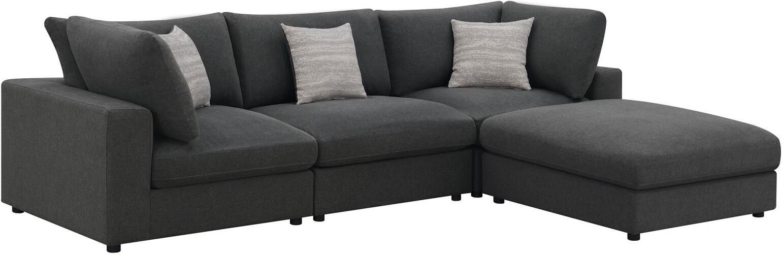 Serene 4-piece Upholstered Modular Sectional Sofa Charcoal