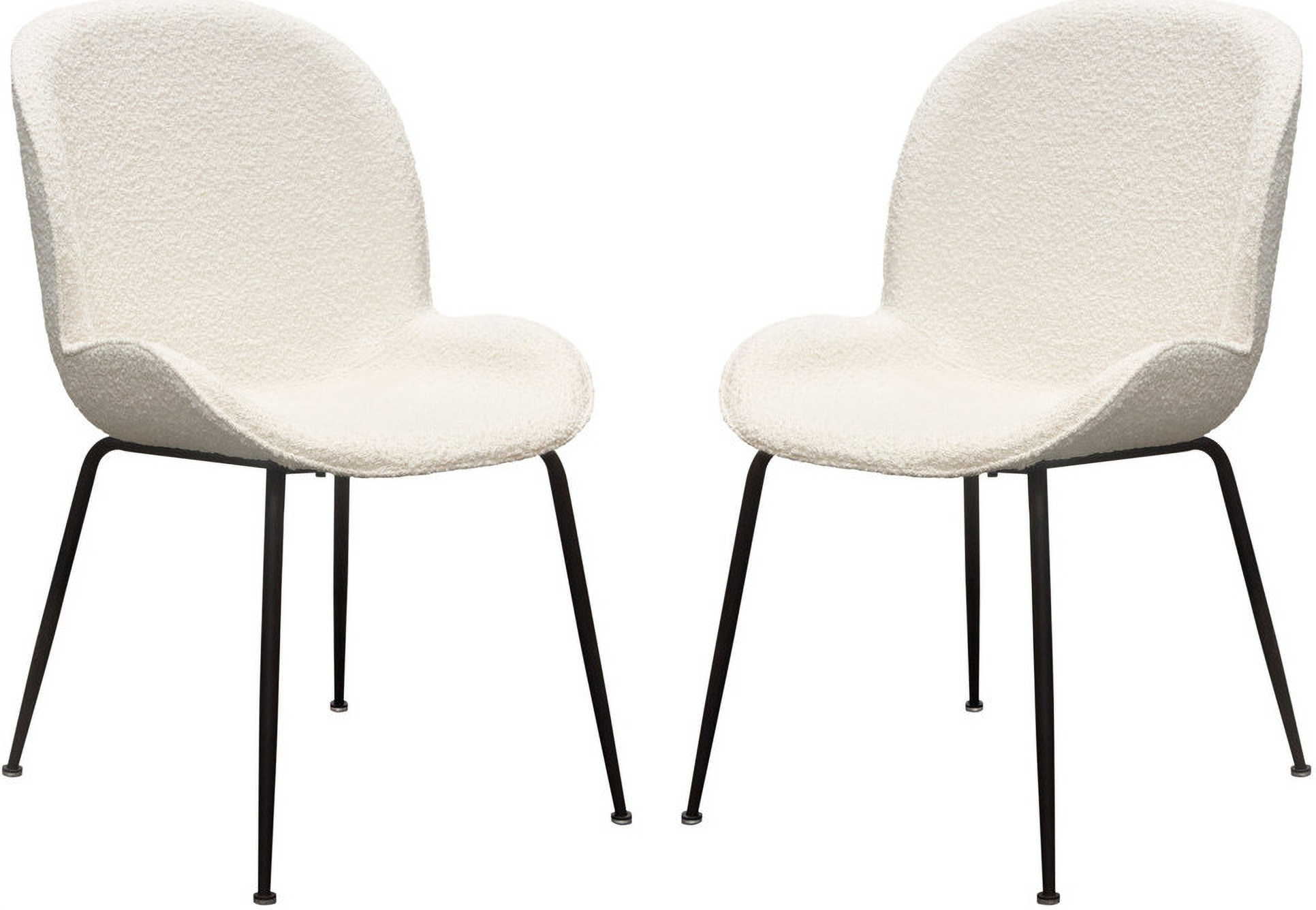 Session Dining Chair Set Of 2 In Ivory Boucle With Black Powder Coat Metal Leg by Diamond Sofa ...